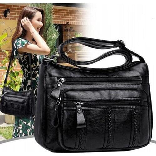 High Quality Multi-pocket Casual Women Bag Soft PU Leather Shoulder Bags Woman Shoulder Bag Solid Color Lady Crossbody Bags