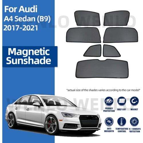 For Audi A4 Sedan (B9) 2017-2021 Car Side Window Sunshade Easy Mounting Magnetic Net Foldable Windshield Curtain