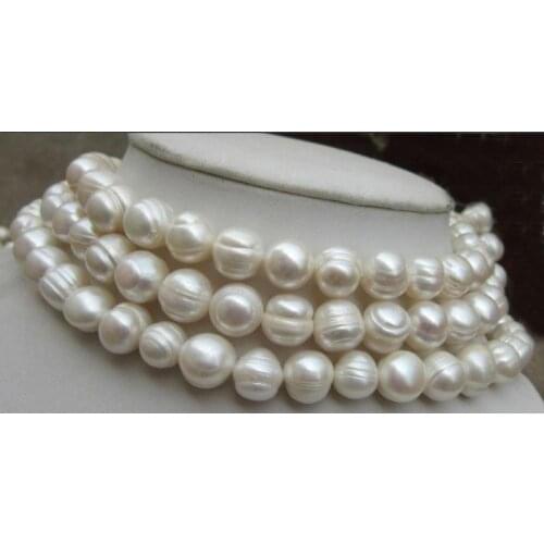 Natural 10-11mm White south sea Baroque Pearl Necklace 50"