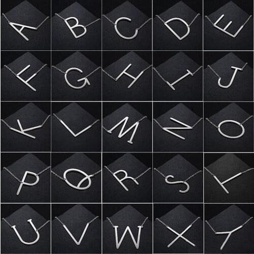 Women Fashion A-Z Letter Name Initial Stainless Steel Not Fade Pendant Necklace For Women With 45cm Steel Chain