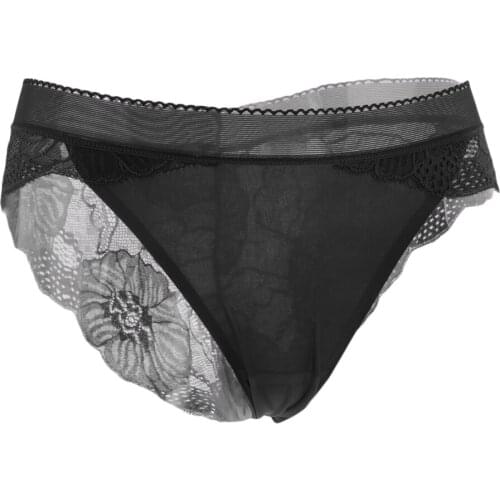 Ladies Elegant Black Sexy Lace Thong Panties Briefs Ultrathin Panty Lingerie