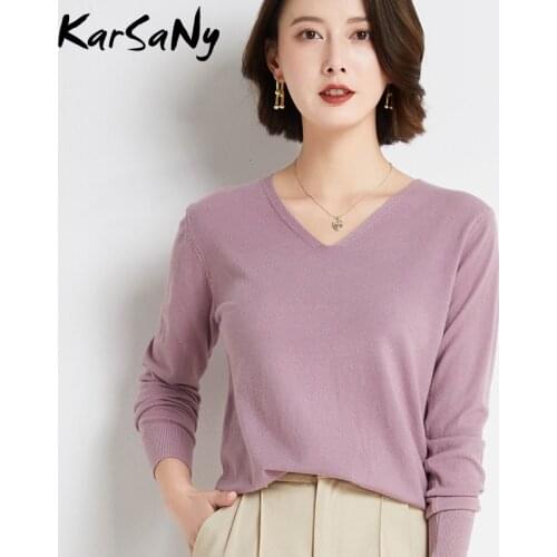 V Neck Sweater Pullover Winter Women 2021 Solid Pulls Slim Knitted Top Basic Womens Sweaters Autumn Women Cashmere Jumper Woman