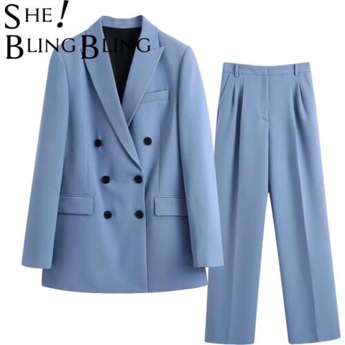 SheBlingBling Suit Women Office Lady Blazer Jacket Coat and Pant 2 Piece Set Female 2021 Spring Autumn Elegant Casual Outfits