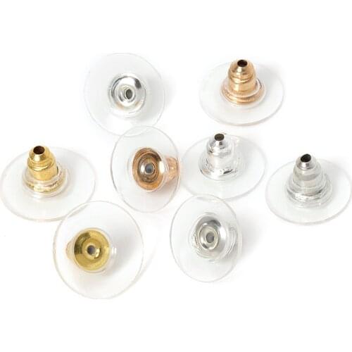 100pcs Silicon Earring Back Stoppers Gold Silver Ear Stud Post Nuts Jewelry Findings Components DIY Craft Accessories Wholesale