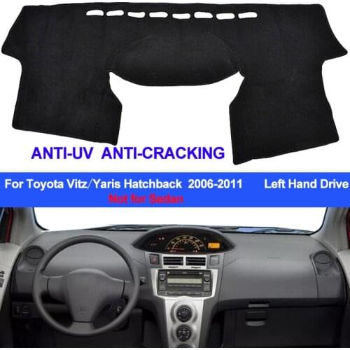 2 Layers Car Inner Dashboard Cover Dashmat Pad Carpet Sun Shade For Toyota Vitz / Yaris Hatchback 2006 - 2011 Left Hand Drive