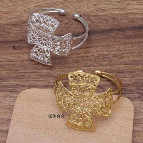 20pc 62x23mm Filigree Sheet Bangle Base Bracelet Blanks Tray Bezel Brass Cuff Bracelet Setting Cabochon Cameo