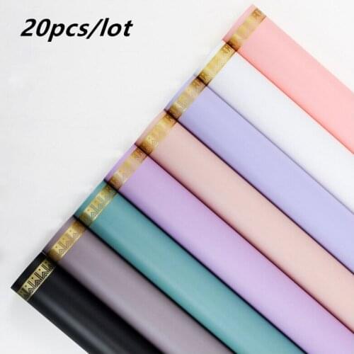 20pcs Gold Edge Matte Waterproof Bouquet Wrapping Paper Gift Florist Wedding Deco Thicken Flower Wrapping Paper
