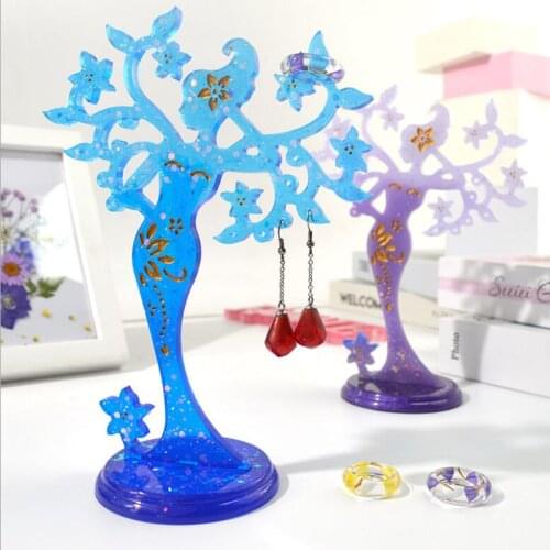 2021 New Silicone Mould Dried Flower Resin Decorative DIY Beauty tree jewelry display stand Type epoxy resin molds for jewelry
