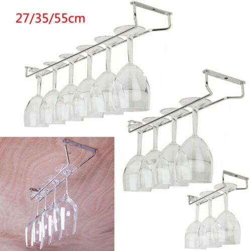 27/35/55cm Wine Glass Hanger Rack Stemware Home Bar Pub Holder Stainless Steel