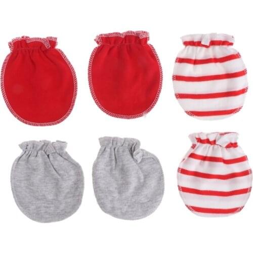 3Pairs Fashion Baby Anti Scratching Gloves Newborn Protection Face Cotton Scratch Mittens