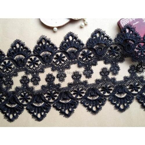 5 Yards Beautiful Scalloped Crochet Venice Lace Fabric Trim In Black Dress DIY Lace Accessories Sewing Craft