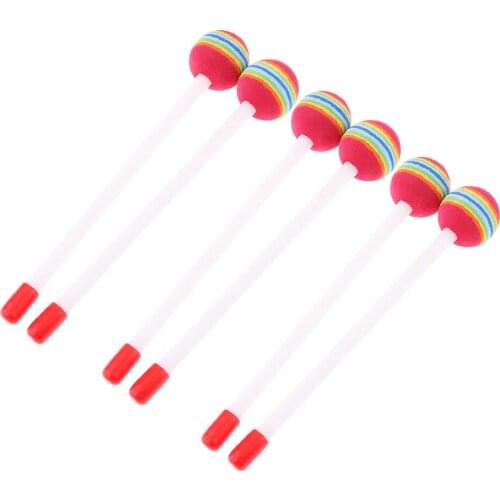 6Pcs Hand Percussion Drum Hammer Sticks Kids Infant Develop Musical Toys