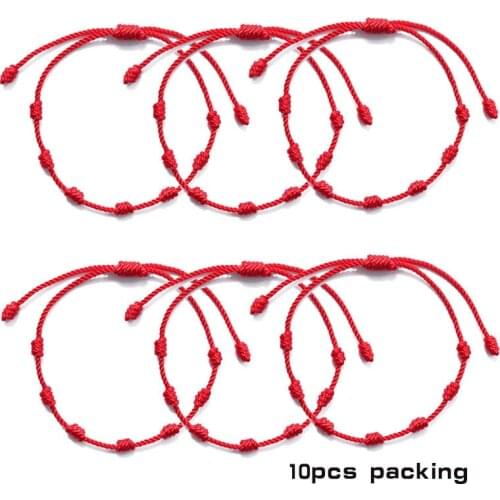 10PCS 7 Knots Red String Bracelet Handmade Protection Eye Good Luck Amulet Success Prosperity Couple Friendship Bracelet Gift