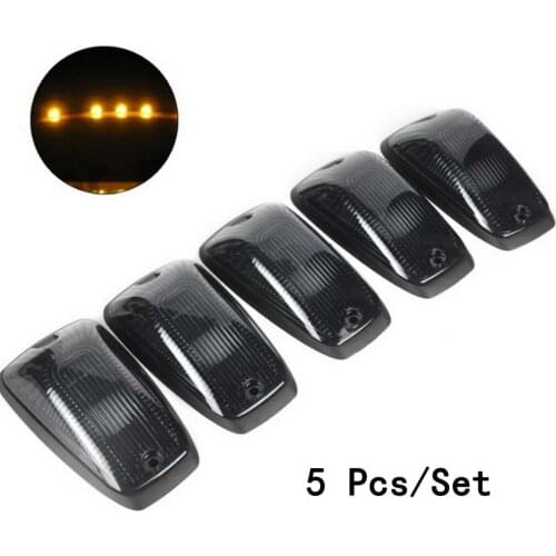 Black Smoked Lens 5pcs/set For SUV/Truck/RV/Van/Jeep Amber Yellow Connector 12V 10W Cab Roof Running Marker Lamp