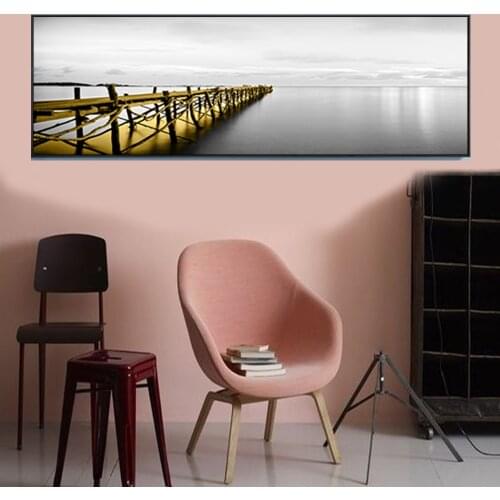 Black Minimalism Style Gold Bridge Canvas Painting Nordic Art Posters Prints Scenery Art Wall Pictures Living Room Bedroom Decor