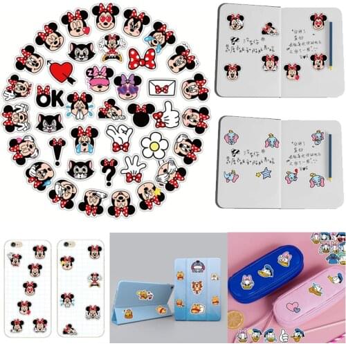 40pcs Disney Trolley Case Stickers Minnie Mouse Pooh Bear Dumbo PVC Graffiti Sticker Pencilbag cup Frigerator Stationery Sticker