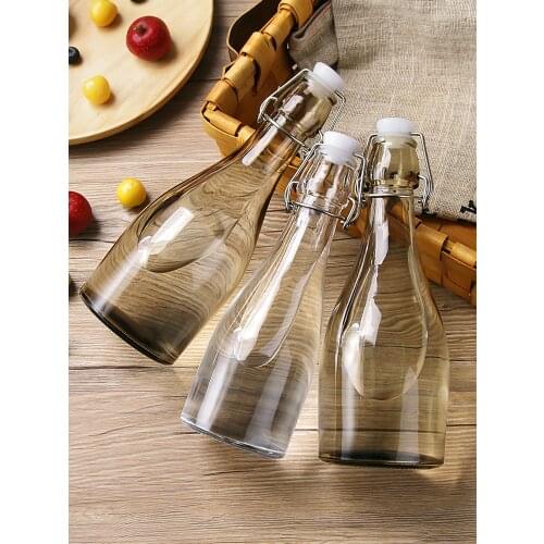 350ml/500ml/1100ml Sealed Buckle Glass Bottle Jar Portable Juice Wine Water Can Storage Tank Food Container Jars Home Kitchen