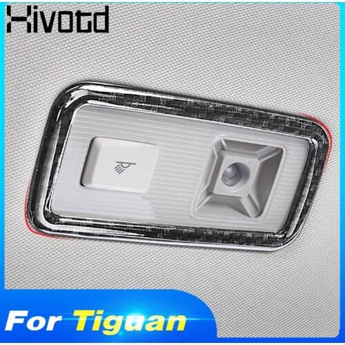 Hivotd For VW Tiguan Mk2 2020-2018 Roof Rear Reading Lights Cover Decoration Carbon Fiber Car Sticker Trim Interior Accessories