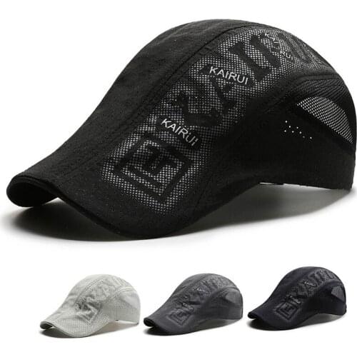 Men Women Leisure Beret Golf Cap Charter Sun Hats Flat Top Shutter Hats Fashion Baseball Cap Sunshade Quick Dry Trucker Hat