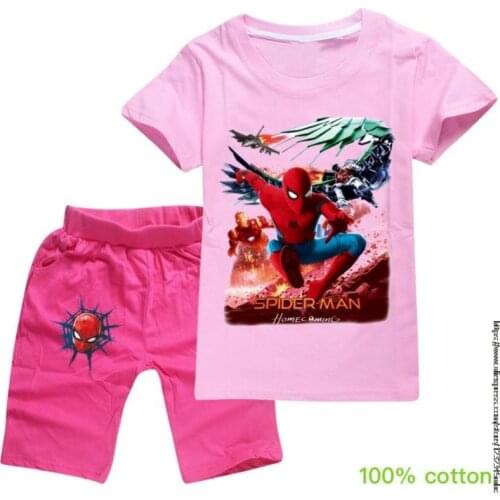 Boys Clothes Sets SpiderMan Summer Kid T-shirt+shorts 2pcs Baby Toddler Outfit Sport Suit Children Clothing Kids Set Girl TShirt