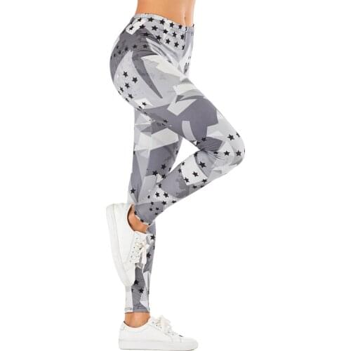 Brand Fashion Woman Pants Sexy Women Legging Stars Grey Printing Fitness leggins Slim legins Soft and stretchy Leggings