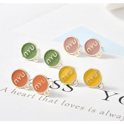 Letter round shape 40pcs/lot color fashion alloy women stud earrings diy jewelry earring accessory