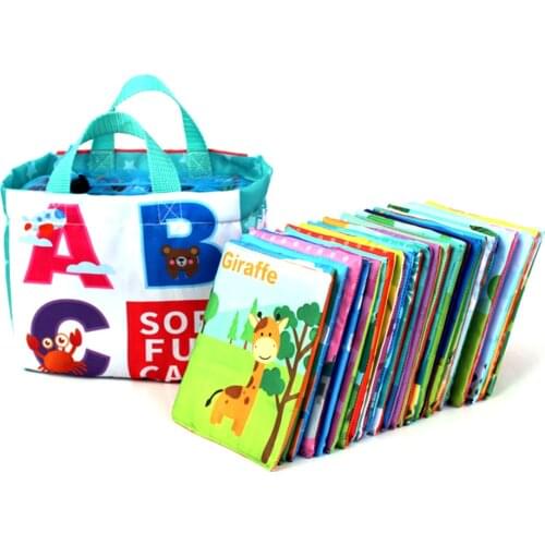 26Pcs Soft Alphabet Cards with Cloth Storage Bag ABCs Learning Educational Toys for Toddlers Books Word Book Montessori Toy #30
