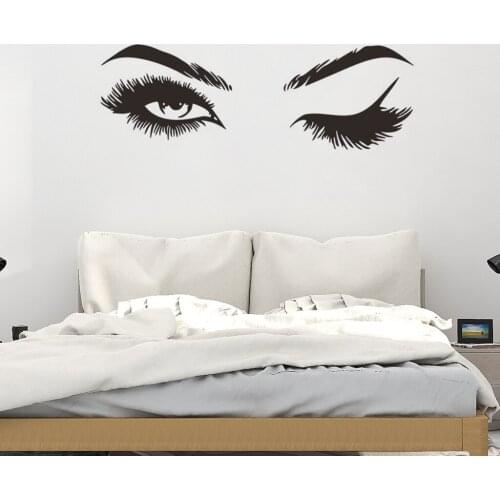 Eyelash Wall Stickers Home Decor Living Room Fashion Vinyl Eyelashes Wall Decals for Bathroom Girls Bedroom Eyebrows Store Decor