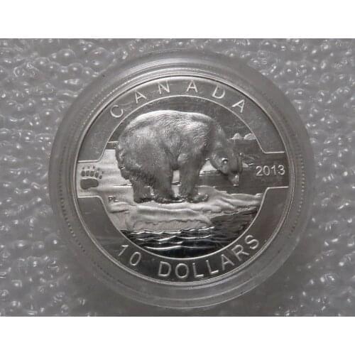 Real Rare Silver Original Coin Collection Canada 2013 10 Canadian Dollar FAO Series Polar Bear Half-oz Commemorative Silver Coin