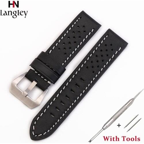Genuine Leather Wristwatch Straps For Women Men Watches Accessories 20mm/22mm/24mm/26mm Wristbands Steel Buckle Sports Bands