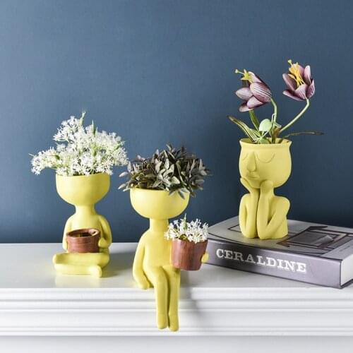 Nordic art home crafts display window model room soft decoration wholesale abstract figure flowerpot