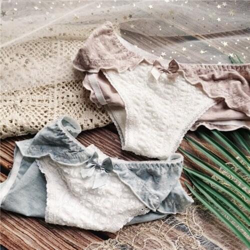 New Japanese Style Panties Womens Underwear Sexy Lace Panties Low Waist Seamless Briefs Fashion Bow Underpants Female Lingerie