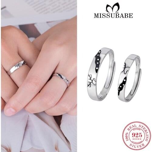 Lovers' Open Rings 925 Silver Simple Style Ajustable Promise Opening Rings Exquisite Jewelry Gifts For Men Women Lovers Couples