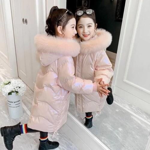 For 3 4 5 6 7 8 9 10 12Yrs Teenage Girls Winter Clothes Casual Warm Down Parkas Outwear High Quality Zipper Long Jackets Coats