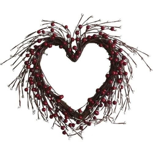 Rattan DIY Craft Natural Twig Grapevine Heart Shaped Garland Hanging Wreaths Rattan Festival Shop Window Door Decor
