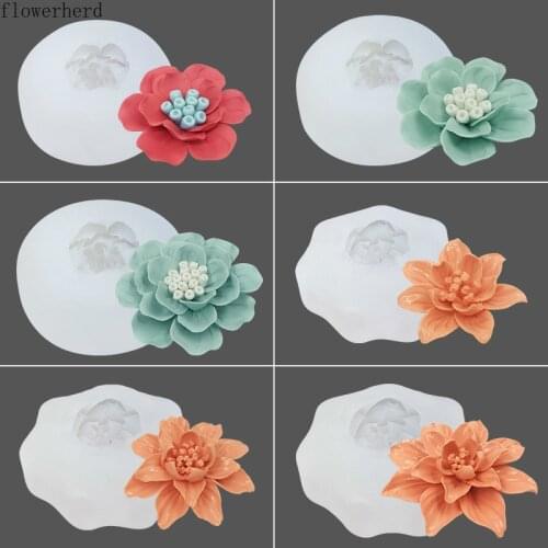 Simulation Hibiscus Flower Crystal Epoxy Mold Magnolia Flower Mold Aromatherapy Handmade Soap Silicone Mold Cake Decorating Tool