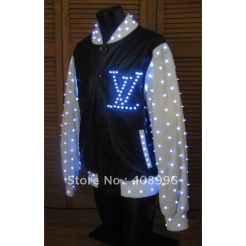 LED luminous jacket for performance/glowing clothes /light up costumes/hip-hop clothing
