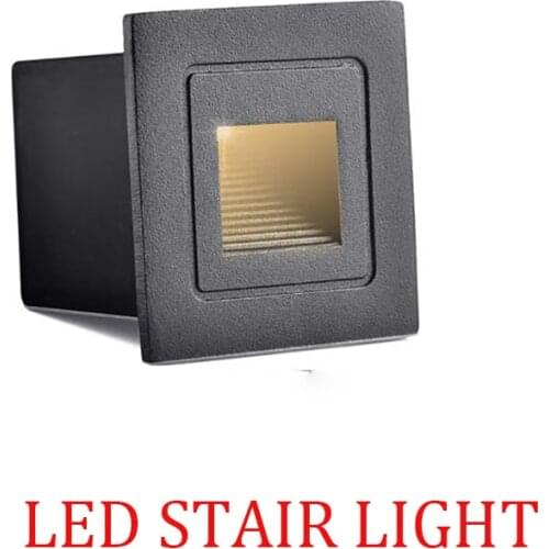 3w Led Stair Light with Embedded box Aluminum Step Lights Outdoor LED Wall Lamp Footlight IP65 Waterproof Wall Light