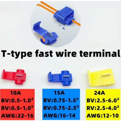 1/5/10pcs T-shaped terminal blocks,electrical connector,connection clamps,AWG22-10 Without Breaking,Insulated Splice Crimp rv