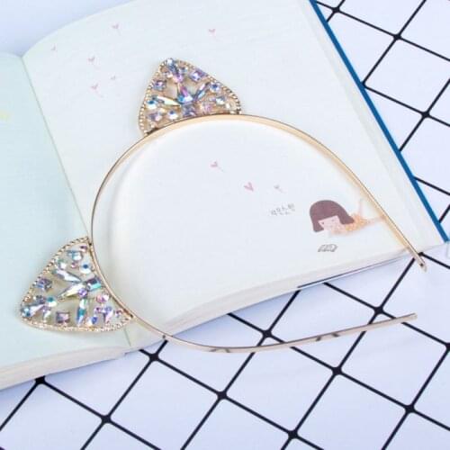 Fashion Women Girls cute cat ear alice band headband metal rhinestone silver hairband Costume Party Cosplay