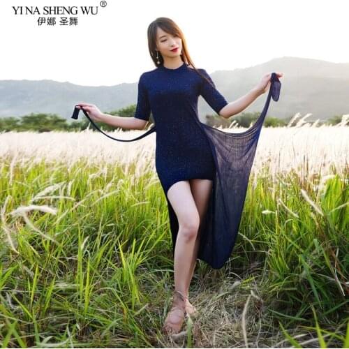 Womens Belly Dance Dress Suit Practice Clothes New Sexy Sequin Irregular Long Skirt Oriental Bellydance Set Performance Suit