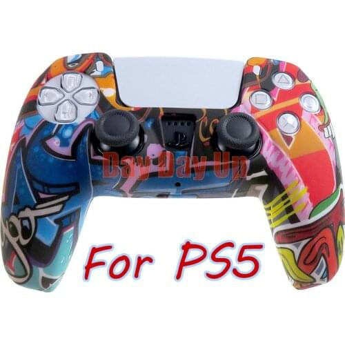 1PCS Replacement FOR PS5 Water-transer Printing Silicone Rubber Cover Skin Case for Playstation 5 Controller Game Accessories