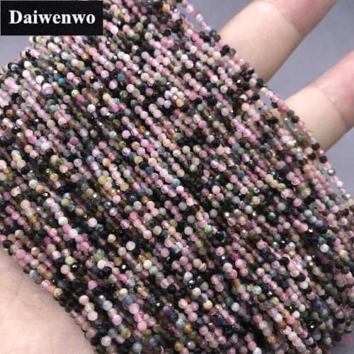 2/3/4/5/6mm Colorful Tourmaline Small Bead Natural Stone Faceted Cut