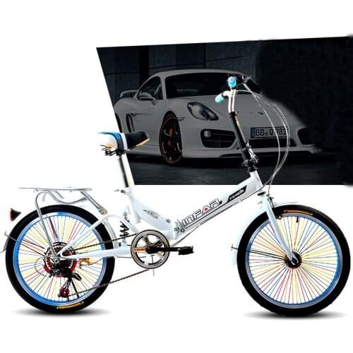 20-inch Colorful Variable Speed Folding Bicycle Ultra-portable Adult Bike Shock Absorber Bikes