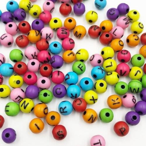 20 pcs 8mm White Acrylic Cube Round Style Letter Alphabet Beads spacer