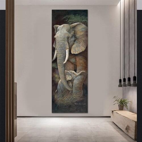 210x70cm big size canvas art prints modern home decor canvas elephants&zebra animal painting wall art pictures prints no frame
