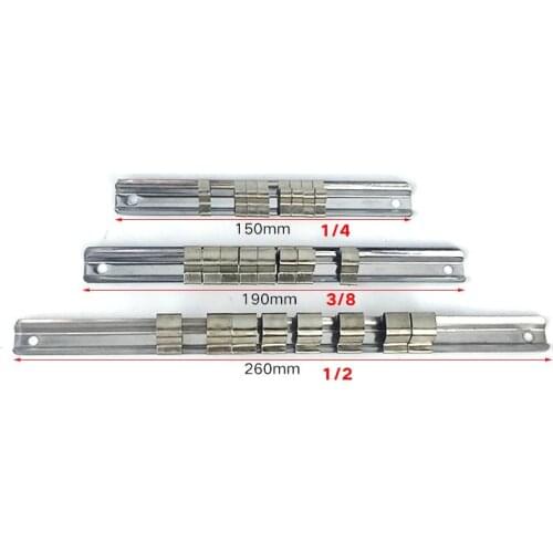 3PCS 1/4''3/8''1/2'' Socket Rack Holder Socket Rail track Storage Self Storage Socket Sliding Rail Tool Parts For Socket Wrench