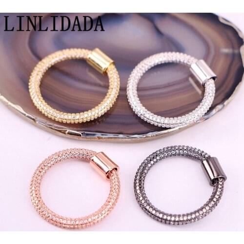 6Pcs CZ Micro Pave Round/Cloud/Oval Screw Clasps Zirconia Carabiner Connector Clasps For DIY Jewelry Making