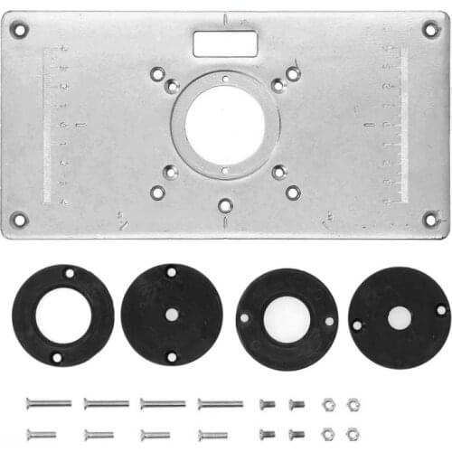Aluminium Router Table Insert Plate Table For Woodworking Benches Router Plate Wood Tools Milling Trimming Machine With Rings
