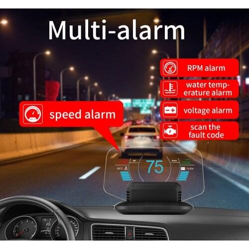 Windshield HUD Head Up Display Auto GPS HUD OBD2 Car Speed Projector Temperature Voltag RPM Speedometer Display Alarm System
